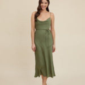 Park & Fifth Waldorf Dress - Olive Bubble Satin - Size L